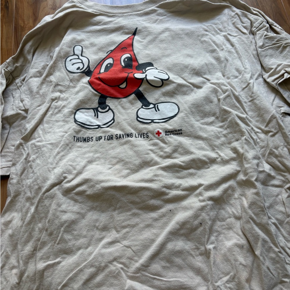 Gildan Cream Short Sleeve Tee with Red Blood Drop Graphic